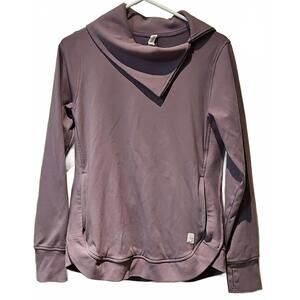 We Wander  Mock Neck Tulip Hem Fleece Pullover Women's Size S Muted Purple